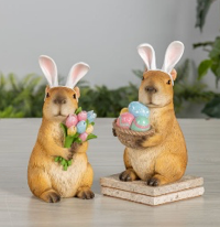 PREORDER ONLY 7.48" Resin Easter Capybara Set of 2
