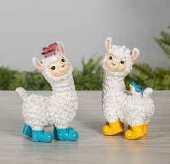 PREORDER ONLY 6.1" H Resin Llama with Rain Boots SET OF 2