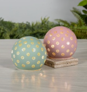 4.7"D B/O Lighted Glass Spring Design Sphere Luminary w/ Timer SOLD INDIVIDUALLY