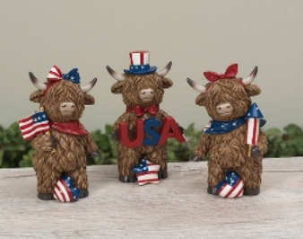 5.91"H Resin Americana Highland Cow SET OF 3 PREORDER ONLY