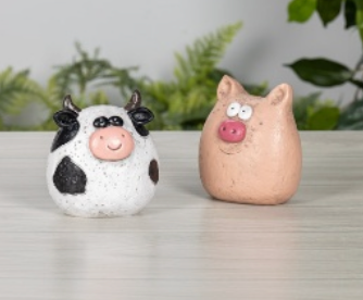 PREORDER ONLY 3.94"H Resin Pig & Cow SOLD INDIVIDUALLY
