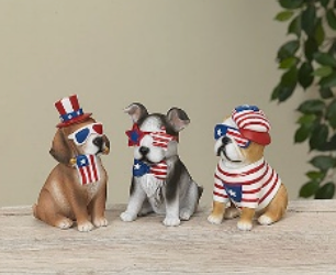 PREORDER 4.5"H Resin Americana Dog SET OF 3