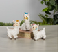 PREORDER ONLY 4.72"H Resin Llama with Flower SET OF 3