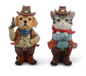 PREORDER ONLY 6.10"H Resin Cowboy Cat & Dog set of 2