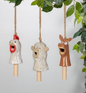 PREORDER ONLY 6.46"H Ceramic Farm Animal Wind Chimes SET OF 3