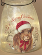 PREORDER ONLY 5.9"H B/O Lighted Frosted Glass Highland Cow Design Luminaries SOLD. INDIVIDUALLY