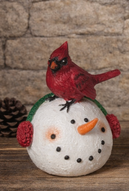3.94" H Resin Cardinal on Snowman head PREORDER ONLY