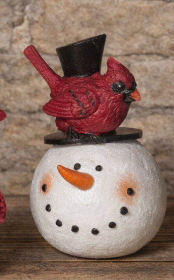 3.94" H Resin Cardinal on Snowman head PREORDER ONLY