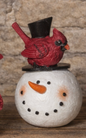 3.94" H Resin Cardinal on Snowman head PREORDER ONLY