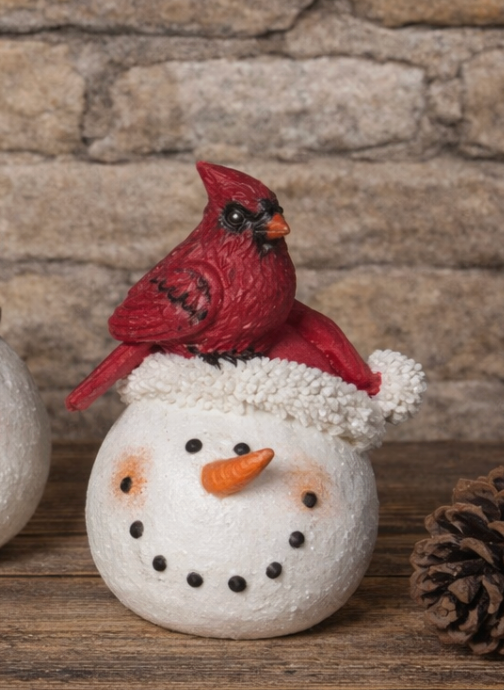 3.94" H Resin Cardinal on Snowman head PREORDER ONLY