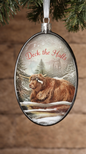 PREORDER ONLY 5.5" H Frosted Glass Highland Cow Ornament