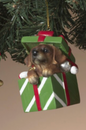 PREORDER ONLY 3"H Resin Holiday Dog in Gift Box Ornament 4 ASSORTED