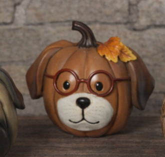 4.5"L Resin Harvest Pumpkin Dog SOLD INDIVIDUALLY PREORDER ONLY