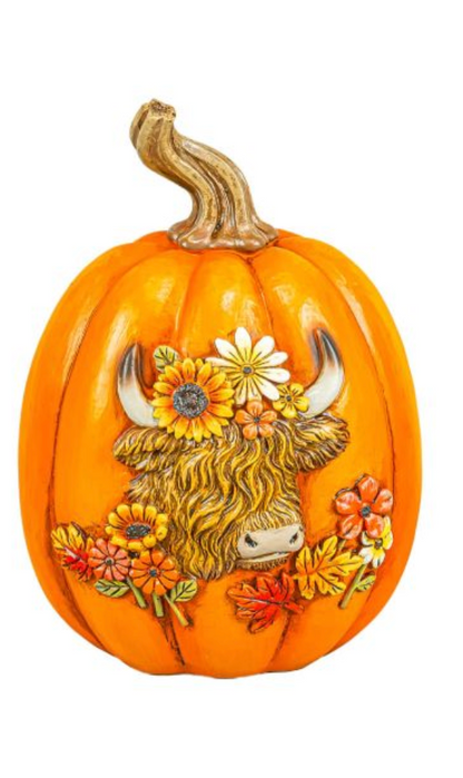 PREORDER ONLY Fall Foliage Highland Cow Pumpkin SOLD INDIVIDUALLY