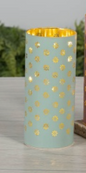PREORDER ONLY 7.9"H B/O Lighted Glass Flower Design Cylinder Luminary w/ Timer SOLD INDIVIDUALLY