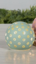 4.7"D B/O Lighted Glass Spring Design Sphere Luminary w/ Timer SOLD INDIVIDUALLY