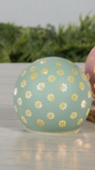 4.7"D B/O Lighted Glass Spring Design Sphere Luminary w/ Timer SOLD INDIVIDUALLY