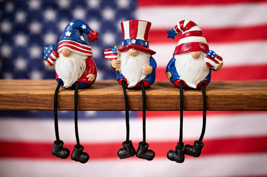 3.15" Resin Americana Gnome Shelf Sitter SET of 3